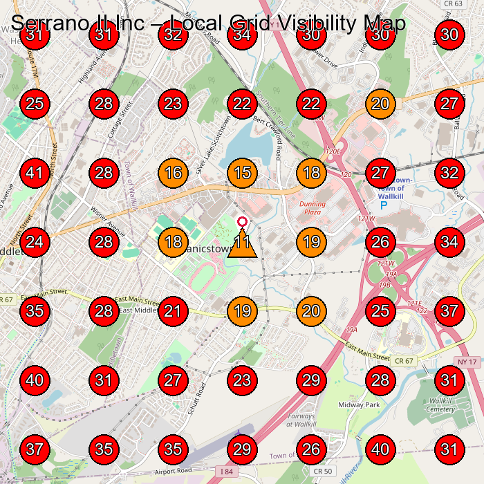 Serrano II Inc GeoGrid visibility map for Landscaper in Middletown